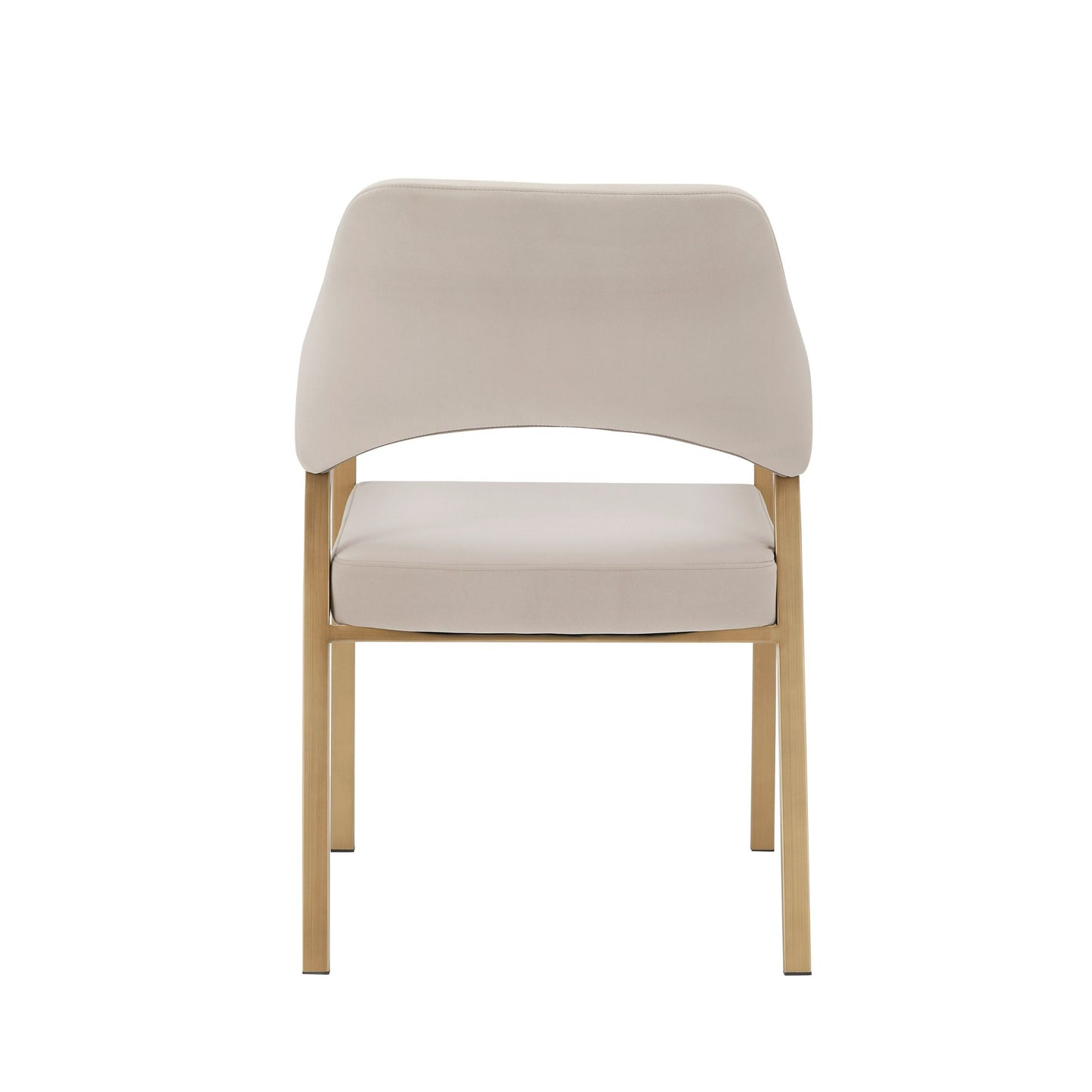 Modrest George Modern Beige Fabric Antique Brass Dining Chair Contemporary Elegance with Timeless Comfort for Modern Dining Spaces