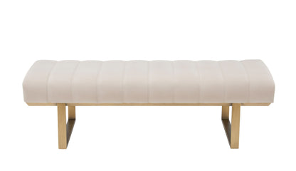 Modrest Robles - Modern Beige Fabric + Antique Brass Dining Bench