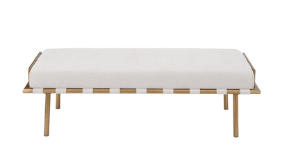 Modrest Hathaway - Modern Beige Fabric + Antique Brass Dining Bench