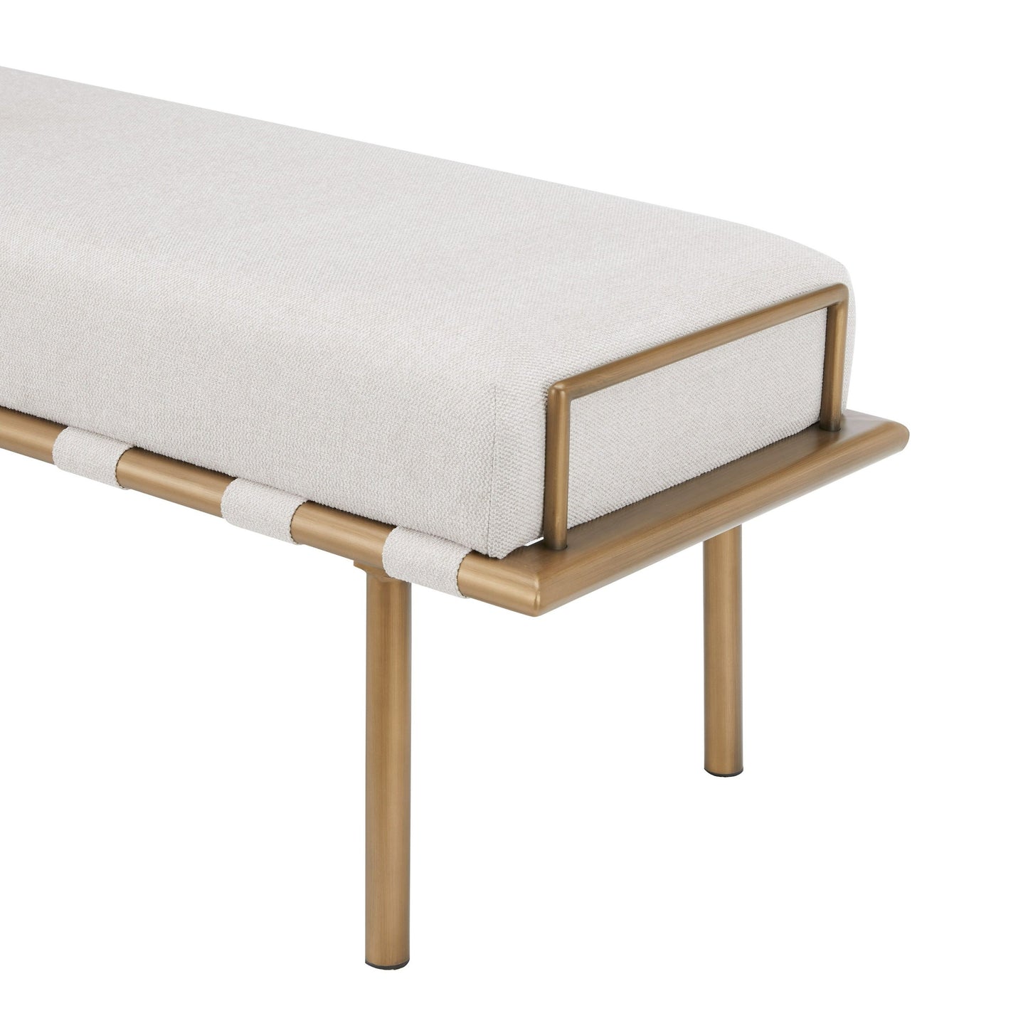 Modrest Hathaway - Modern Beige Fabric + Antique Brass Dining Bench