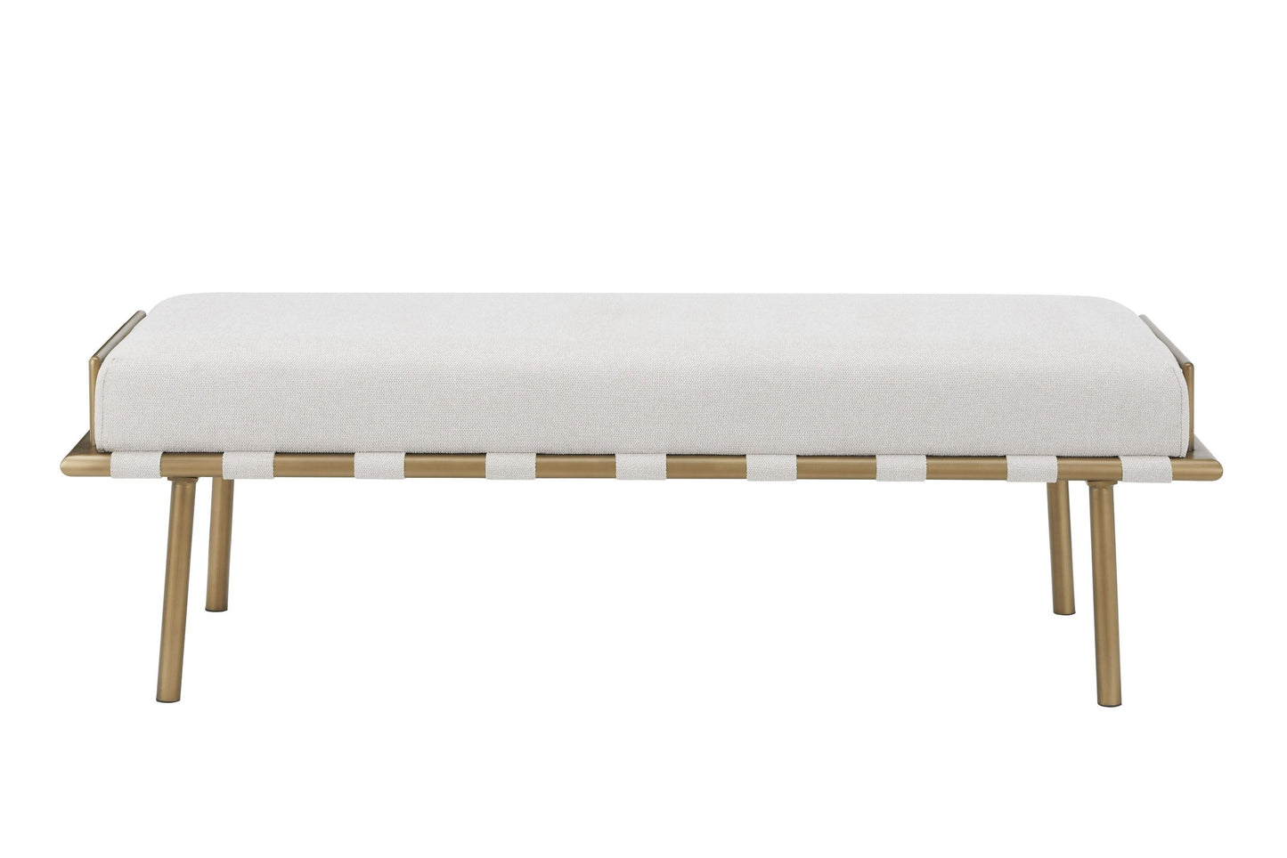 Modrest Hathaway - Modern Beige Fabric + Antique Brass Dining Bench