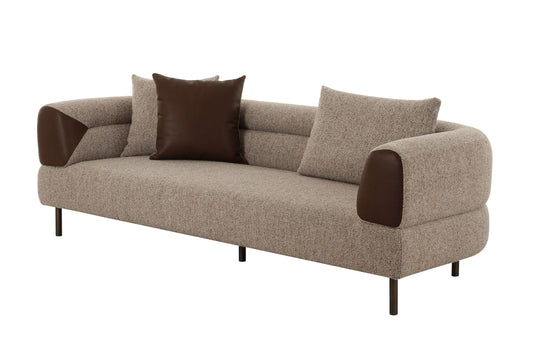 Divani Casa Plume Modern Brown Fabric Sofa - Stylish and Comfortable Seating for Contemporary Living Rooms