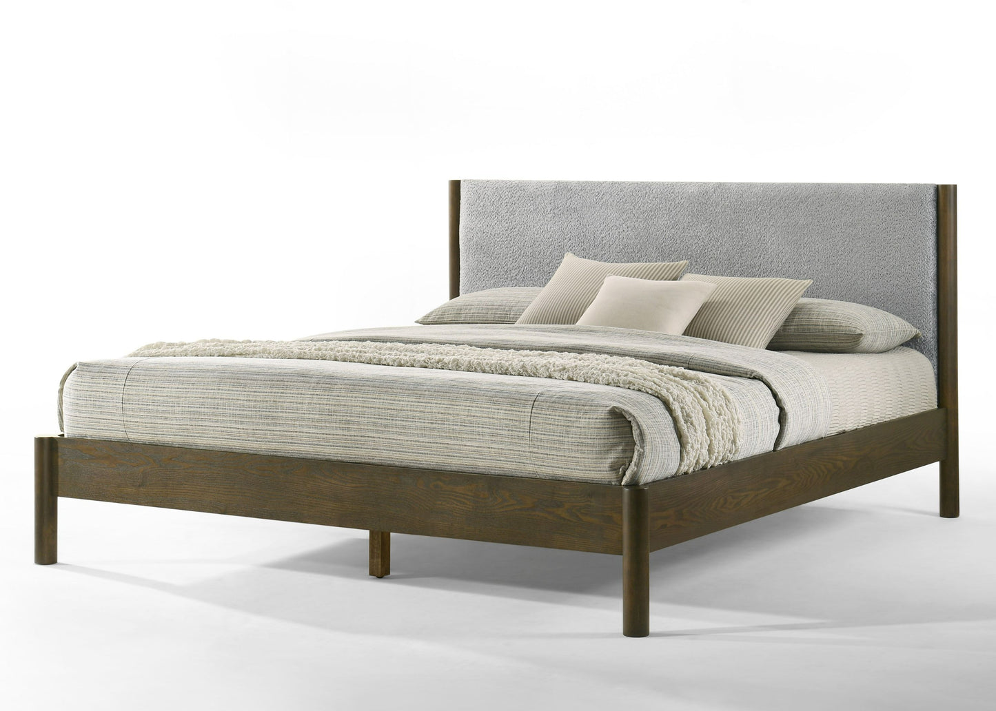 Modrest Carolina - Modern Grey Fabric + Wenge Bed