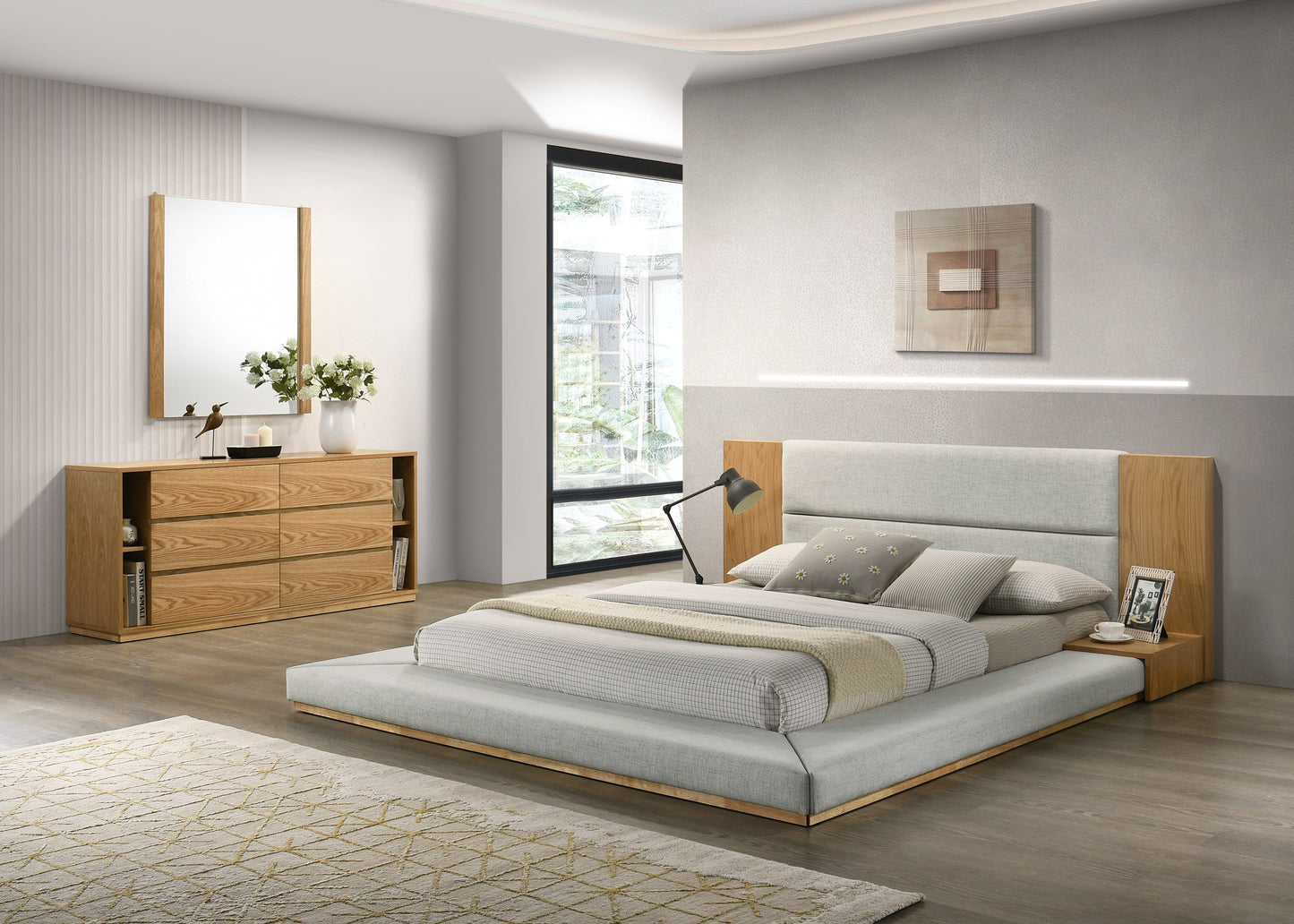 Nova Domus Jagger Modern Natural Oak Bedroom Set A Timeless Blend of Warmth and Sophistication with Sleek Contemporary Design for Elegant Bedroom Spaces