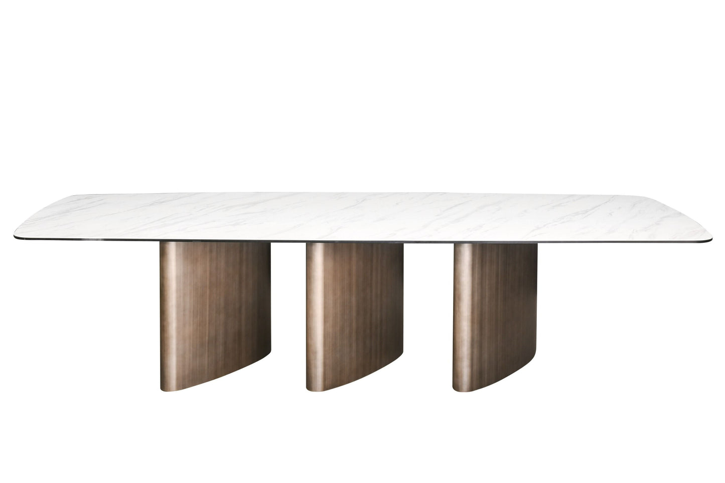 Modrest Bounty - Modern White Ceramic + Antique Brass Dining Table