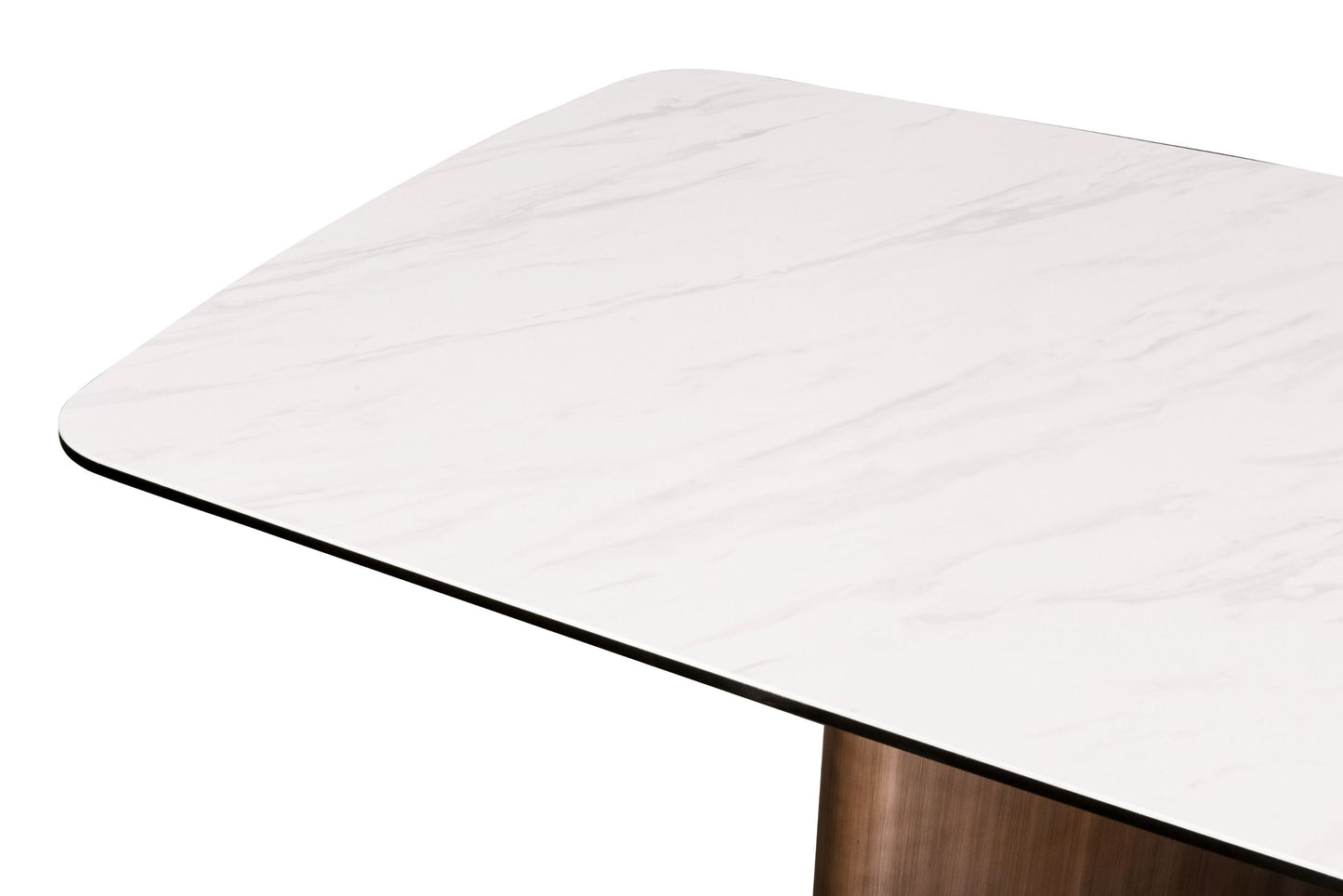 Modrest Bounty - Modern White Ceramic + Antique Brass Dining Table