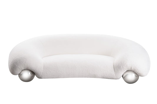 Divani Casa Fortune - Contemporary White Fabric Sofa