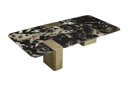 Modrest Quest Modern Black Rose Marble Antique Brass Coffee Table A Striking Blend of Luxurious Materials and Contemporary Design for Elegant Living Spaces