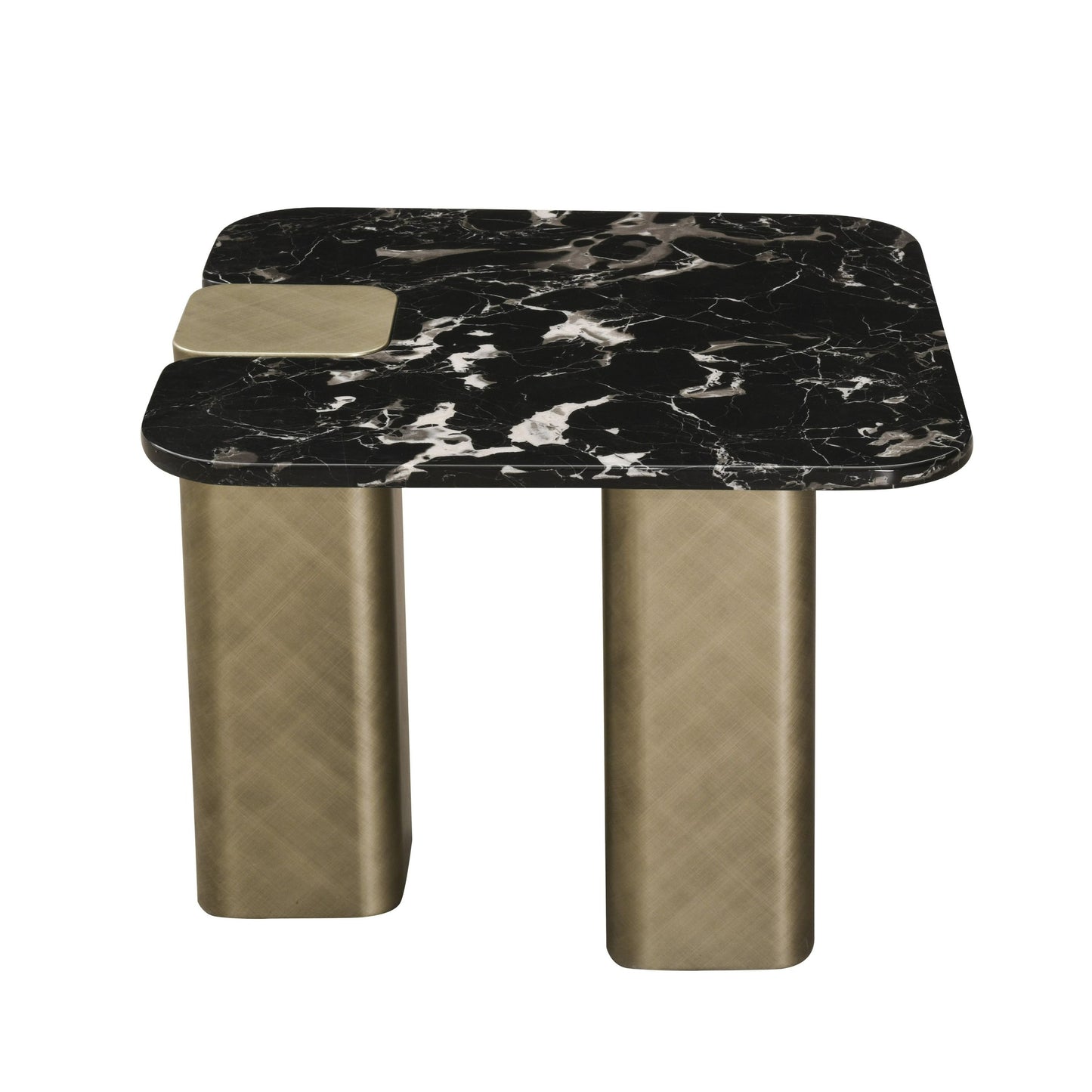 Modrest Quest - Modern Black Rose Marble + Antique Brass End Table