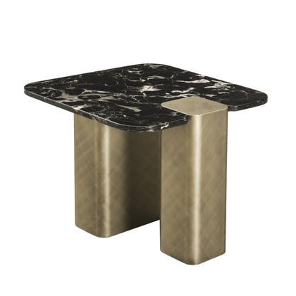 Modrest Quest - Modern Black Rose Marble + Antique Brass End Table