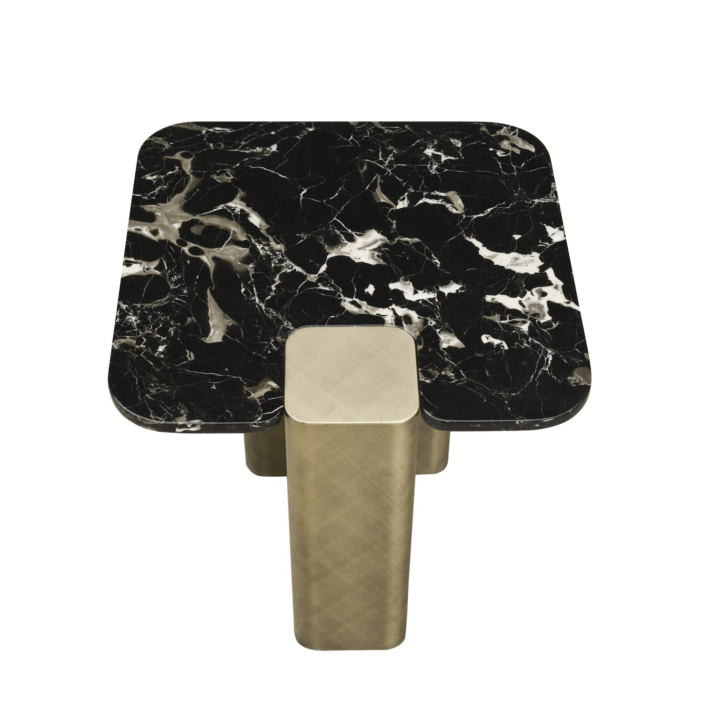 Modrest Quest - Modern Black Rose Marble + Antique Brass End Table