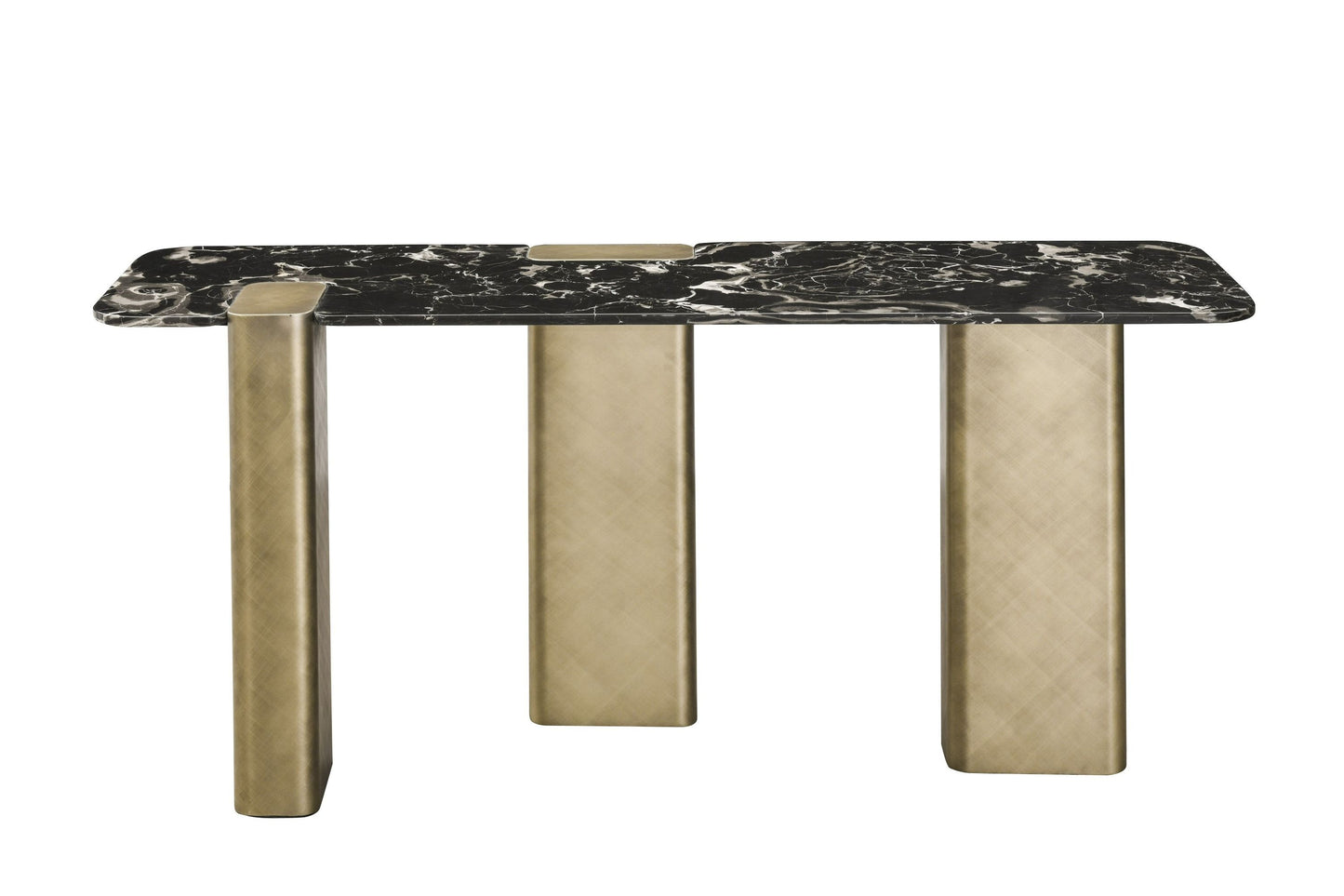 Modrest Quest - Modern Black Rose Marble + Antique Brass Console Table