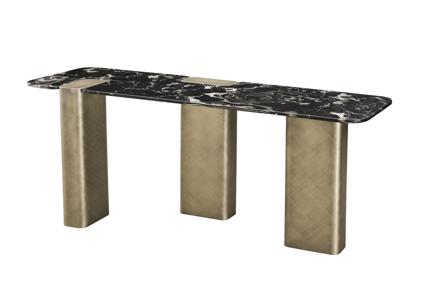 Modrest Quest - Modern Black Rose Marble + Antique Brass Console Table