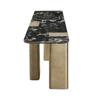 Modrest Quest - Modern Black Rose Marble + Antique Brass Console Table