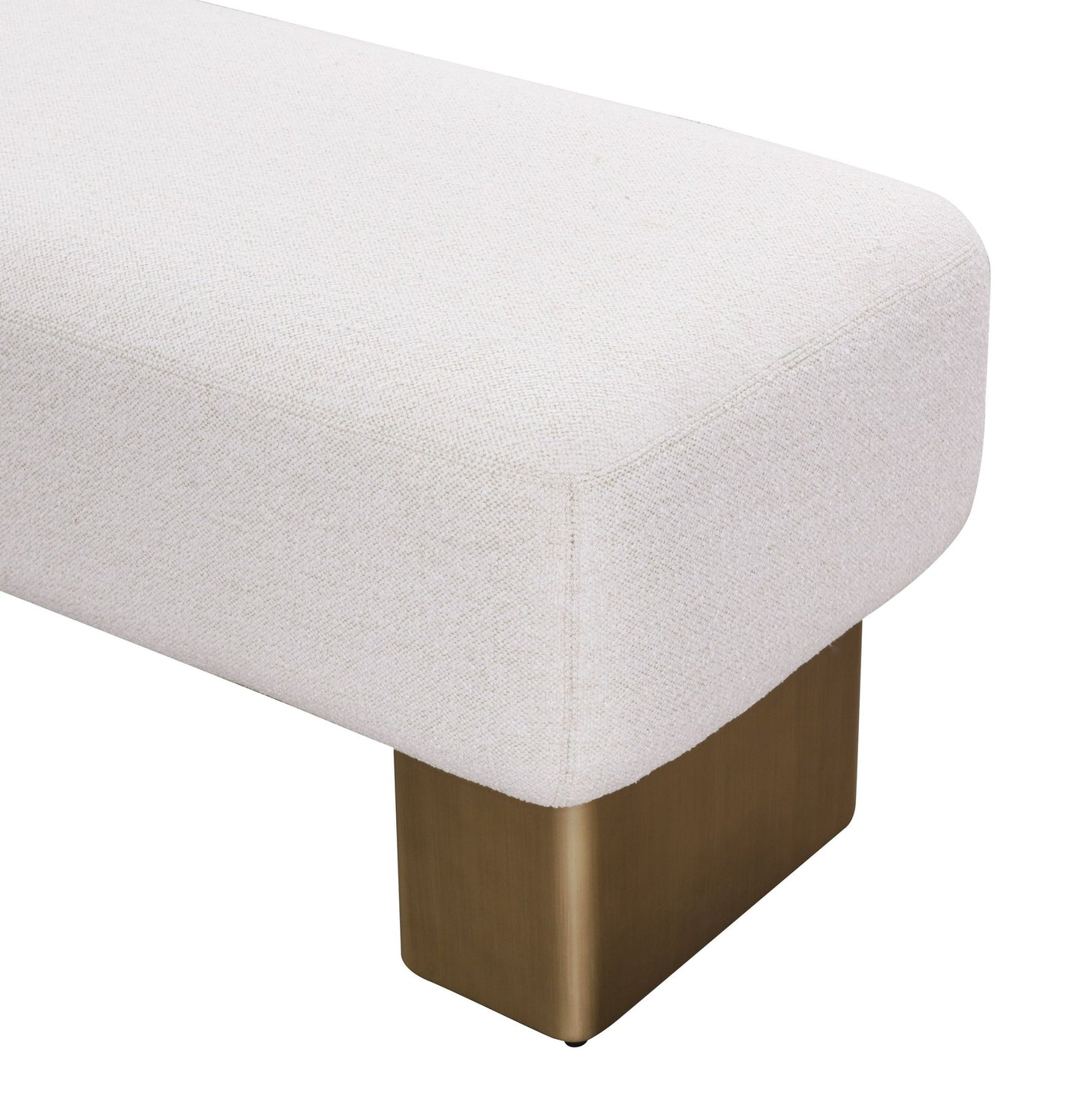 Modrest Triumph - Contemporary Off-White Fabric + Antique Brass Bench