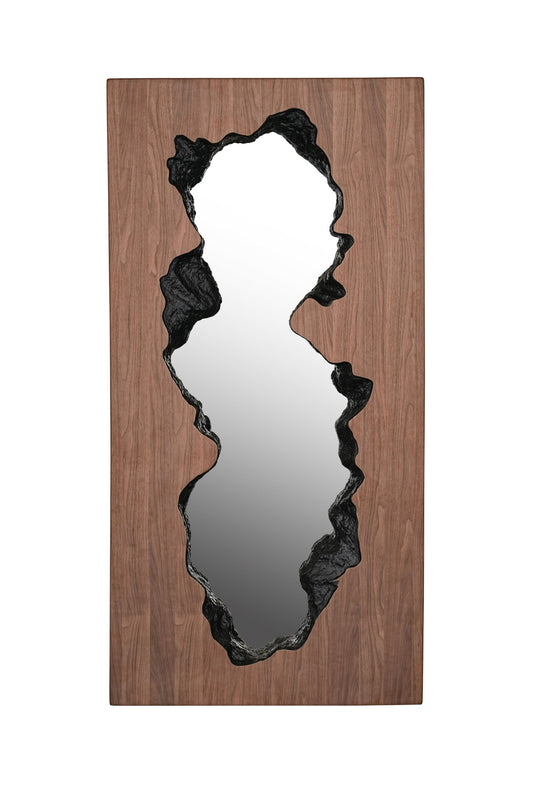 Modrest Timber Modern Walnut Leaning Floor Mirror Sleek Contemporary Design with Rich Walnut Finish for Sophisticated Living Spaces