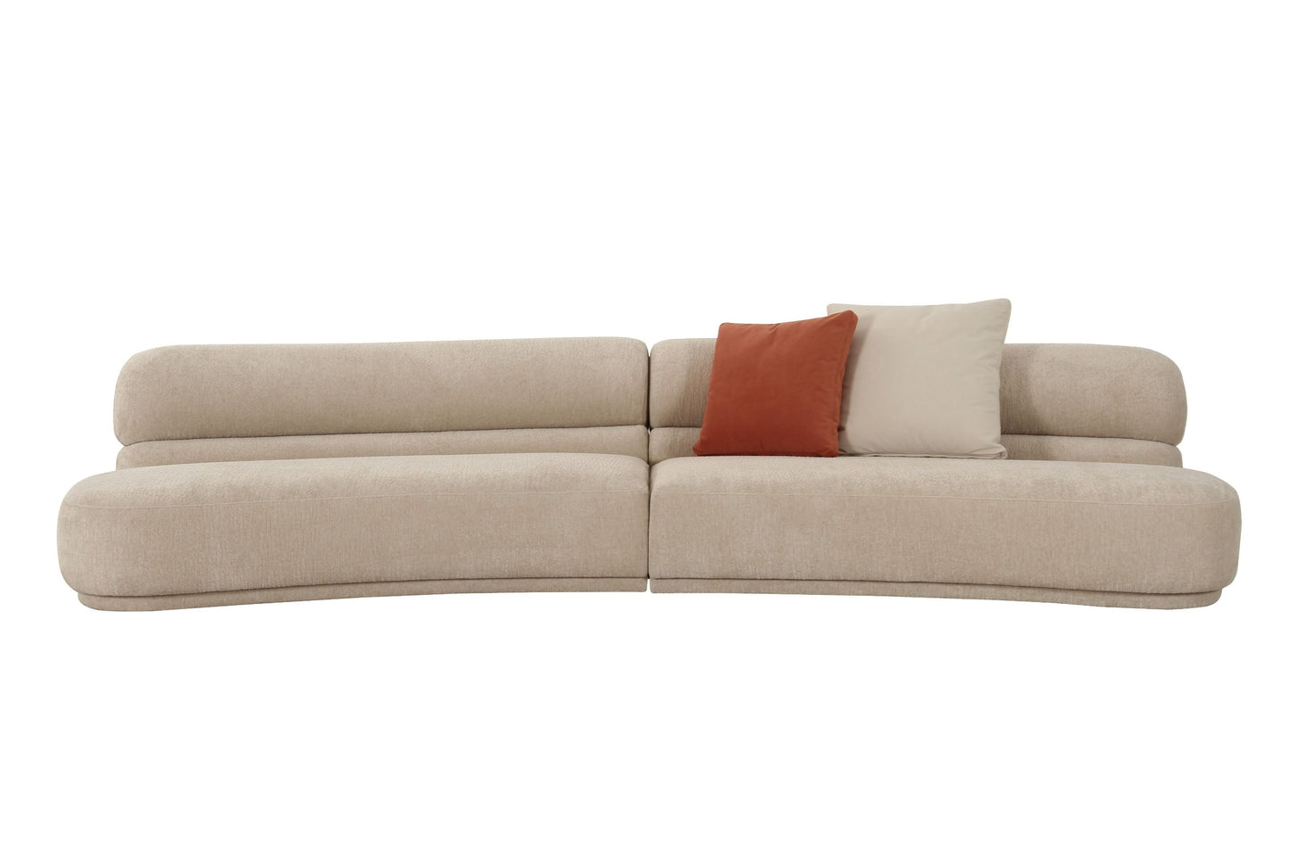 Divani Casa Knight - Modern Beige Fabric Curved Sectional