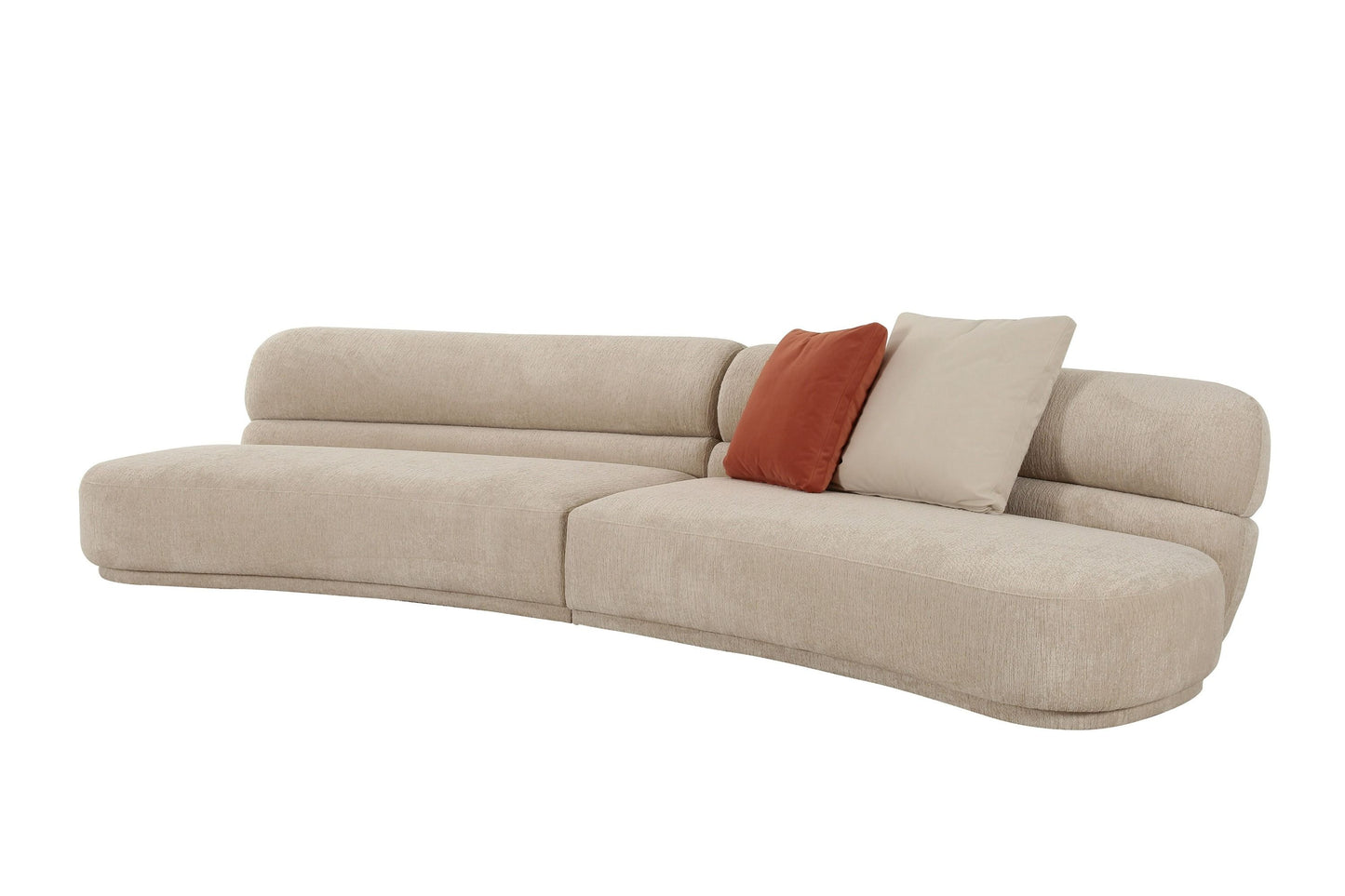 Divani Casa Knight - Modern Beige Fabric Curved Sectional