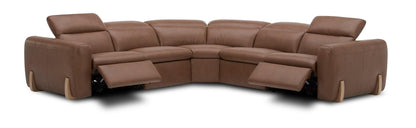 Divani Casa Conrad Modern Brown Leather Sectional Sofa with 3 Recliners - Stylish Comfort for Your Living Room