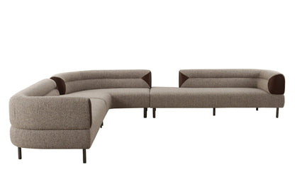 Divani Casa Plume - Modern Brown Fabric Sectional Sofa