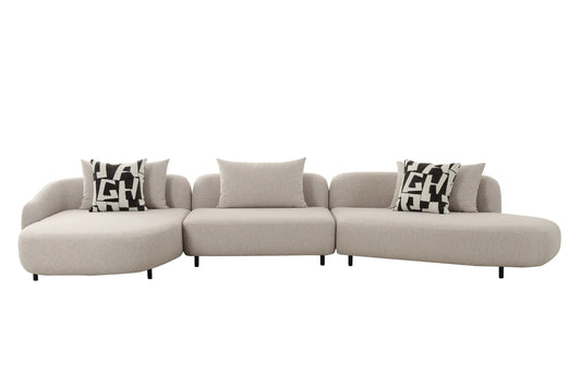 Divani Casa Marge Contemporary Beige Sectional Sofa - Stylish and Comfortable Seating for Modern Living Rooms