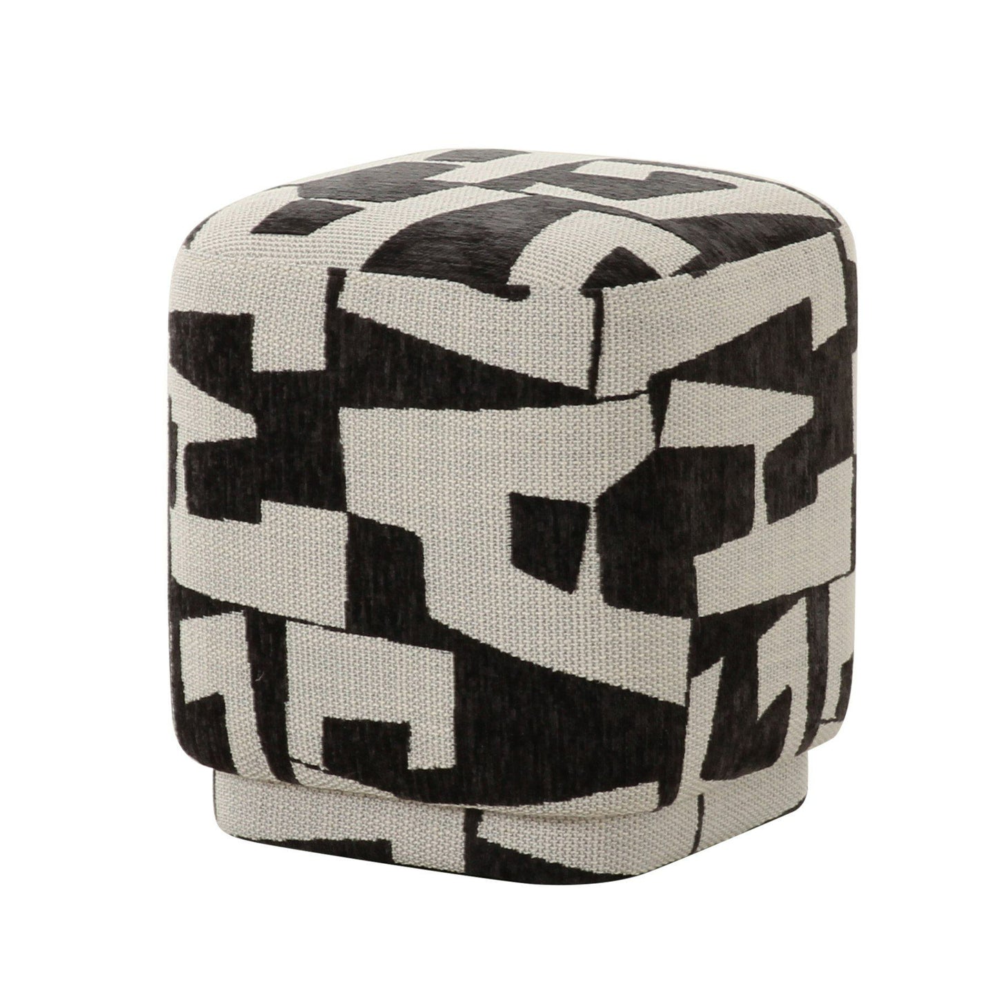 Divani Casa Loftis - Modern Black & White Fabric Ottoman