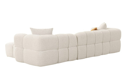 Divani Casa Freya - Modern Beige Fabric Sectional w/ Console