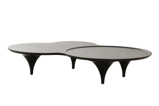 Modrest Beulah Modern Free Form Black Ash Coffee Table - Bold and Stylish Coffee Table for Contemporary Living Rooms