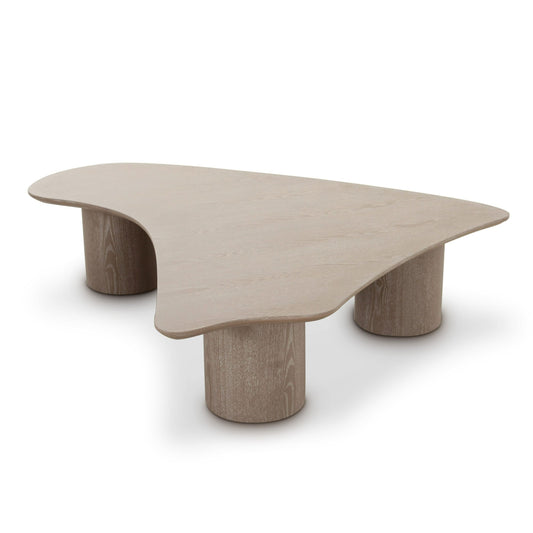 Modrest Connie Modern White Oak L-Shape Coffee Table - Stylish and Functional Coffee Table for Contemporary Living Rooms