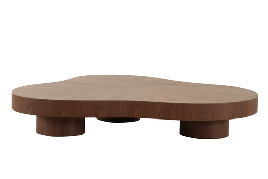 Modrest Larch Modern Walnut Free Form Coffee Table - Unique and Stylish Coffee Table for Contemporary Living Rooms