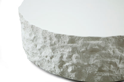 Modrest Quarry Modern Off-White Round Coffee Table A Harmonious Blend of Minimalist Design and Elegant Functionality for Contemporary Living Spaces