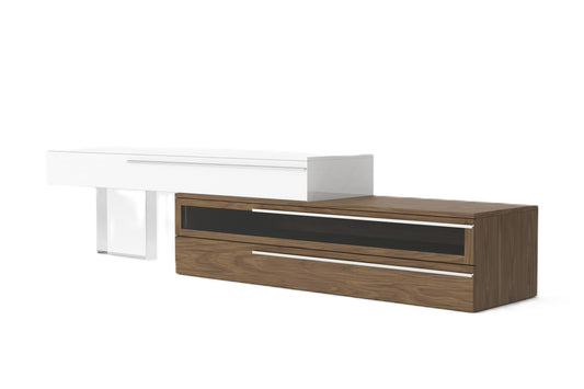 Modrest Karlstad Modern White Walnut TV Stand A Sleek Fusion of Contemporary Design and Functional Elegance for Sophisticated Living Spaces