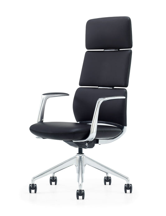 Modrest Clyne Modern Black Vegan Leather Executive Office Chair A Sleek Fusion of Sustainable Craftsmanship and Contemporary Elegance for Sophisticated Workspaces