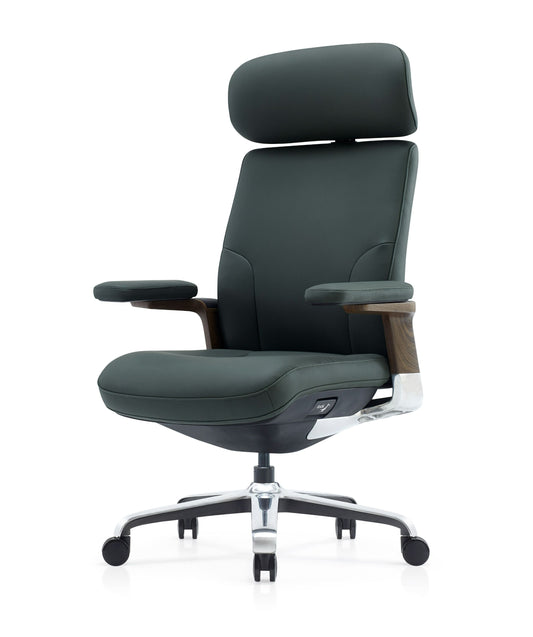 Modrest Johnson Modern Green Leather Executive Office Chair A Bold Fusion of Vibrant Elegance and Ergonomic Design for Sophisticated Workspaces