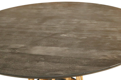 Modrest Cotopaxi - Modern Charcoal + Brass Round Dining Table – Sleek and Elegant Dining Table for Contemporary Homes