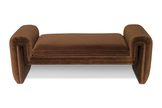 Divani Casa Bentley Modern Brown Velvet Bench - Luxurious and Stylish Bench for Contemporary Living Rooms