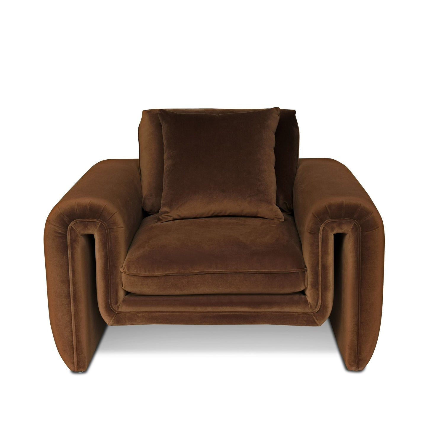 Divani Casa Bentley Modern Brown Velvet Chair - Elegant and Comfortable Accent Chair for Contemporary Spaces