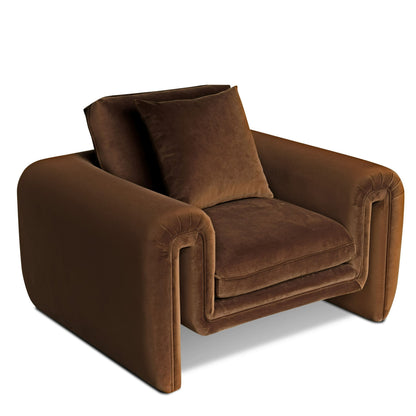 Divani Casa Bentley Modern Brown Velvet Chair - Elegant and Comfortable Accent Chair for Contemporary Spaces