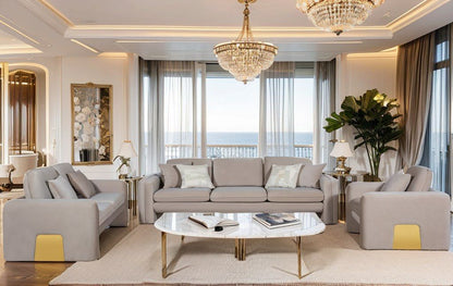 Divani Casa Gaston Modern Taupe Velvet Sofa Set - Luxurious and Stylish Living Room Furniture