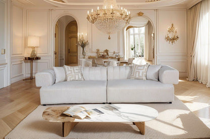 Divani Casa Moreno - Modern Beige Fabric 4-Seater Sofa - Spacious and Stylish Seating for Contemporary Living Rooms