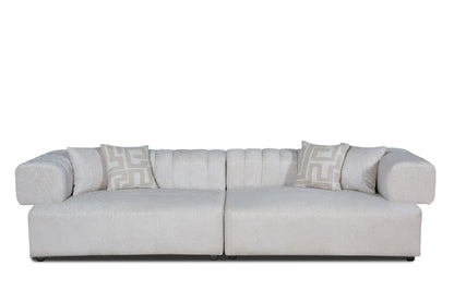 Divani Casa Moreno - Modern Beige Fabric 4-Seater Sofa - Spacious and Stylish Seating for Contemporary Living Rooms