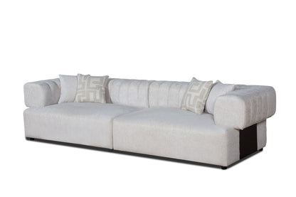 Divani Casa Moreno - Modern Beige Fabric 4-Seater Sofa - Spacious and Stylish Seating for Contemporary Living Rooms