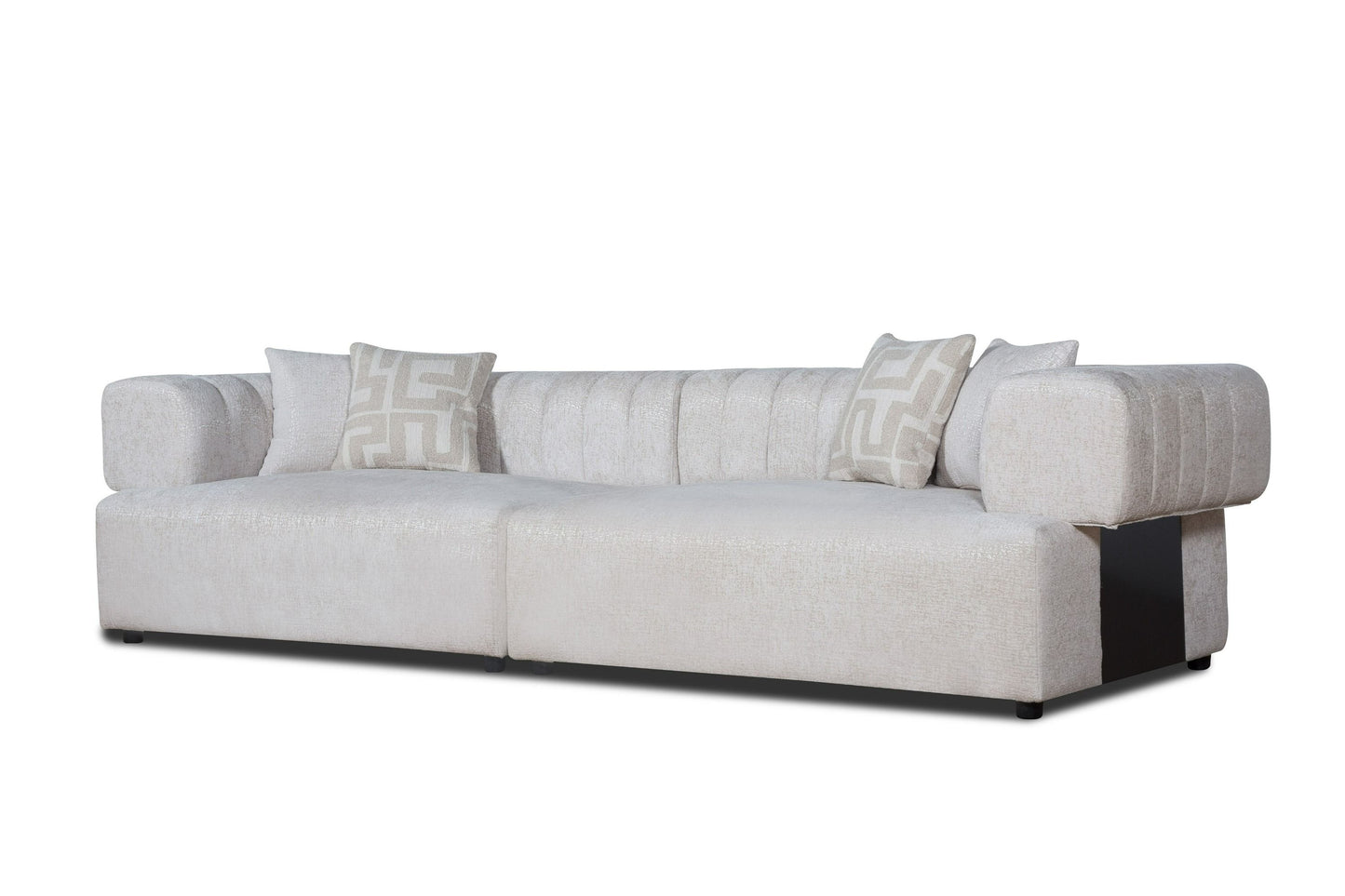 Divani Casa Moreno - Modern Beige Fabric 4-Seater Sofa - Spacious and Stylish Seating for Contemporary Living Rooms