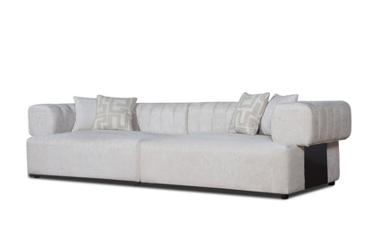 Divani Casa Moreno - Modern Beige Fabric 4-Seater Sofa - Spacious and Stylish Seating for Contemporary Living Rooms