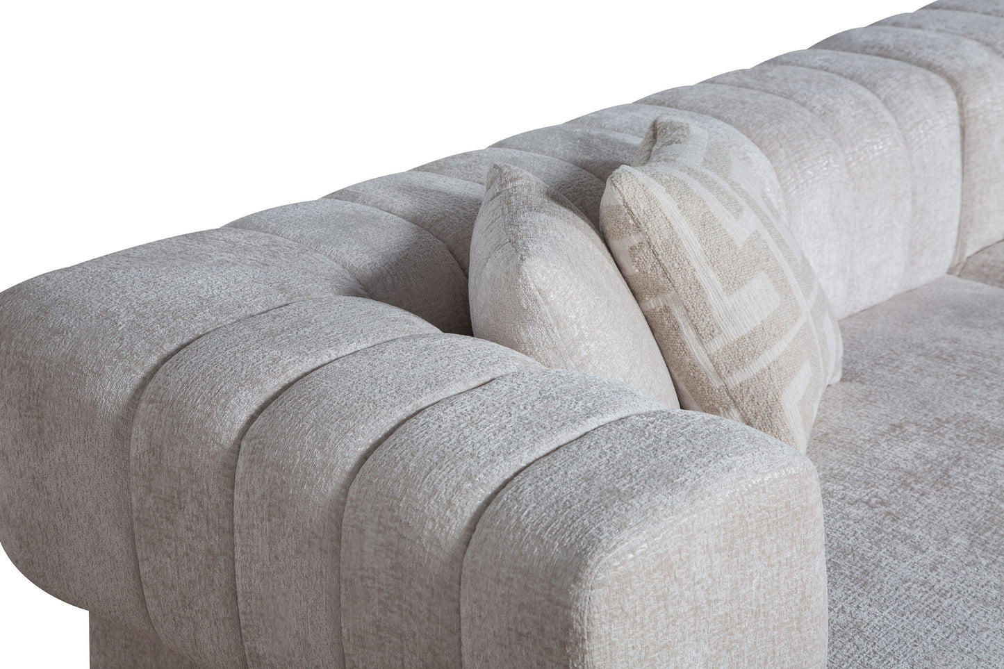 Divani Casa Moreno - Modern Beige Fabric 4-Seater Sofa - Spacious and Stylish Seating for Contemporary Living Rooms
