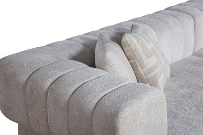 Divani Casa Moreno - Modern Beige Fabric 4-Seater Sofa - Spacious and Stylish Seating for Contemporary Living Rooms