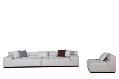 Divani Casa Rhonda - Modern Beige Fabric Modular Sectional Sofa - Stylish and Comfortable Seating for Contemporary Living Rooms