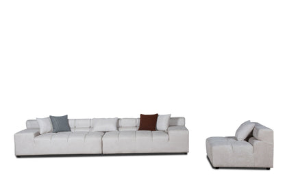 Divani Casa Rhonda - Modern Beige Fabric Modular Sectional Sofa - Stylish and Comfortable Seating for Contemporary Living Rooms