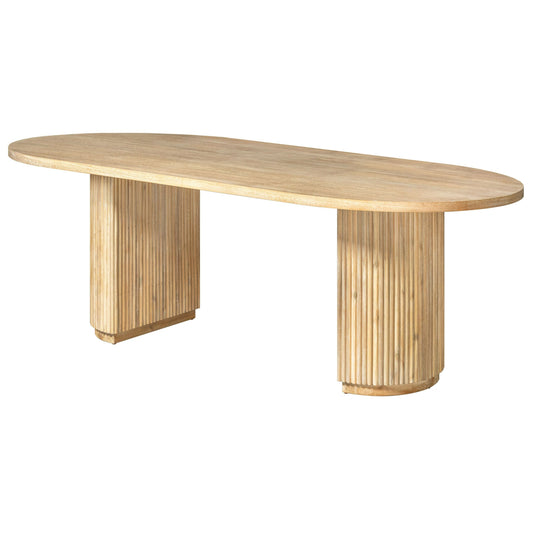 Modrest Jacobson Modern Large Oval Dining Table – Natural Acacia Wood