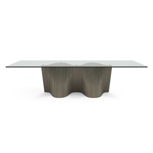Modrest Byer Modern Glass & Grey Ash Dining Table - Sleek and Contemporary Dining Room Style